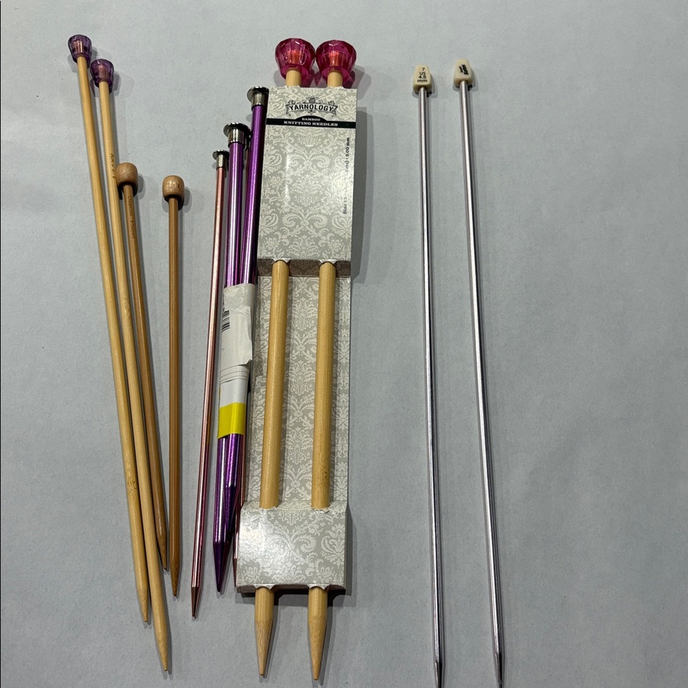 Assorted Knitting Needles Set with Purple and Pink Accents various sizes New